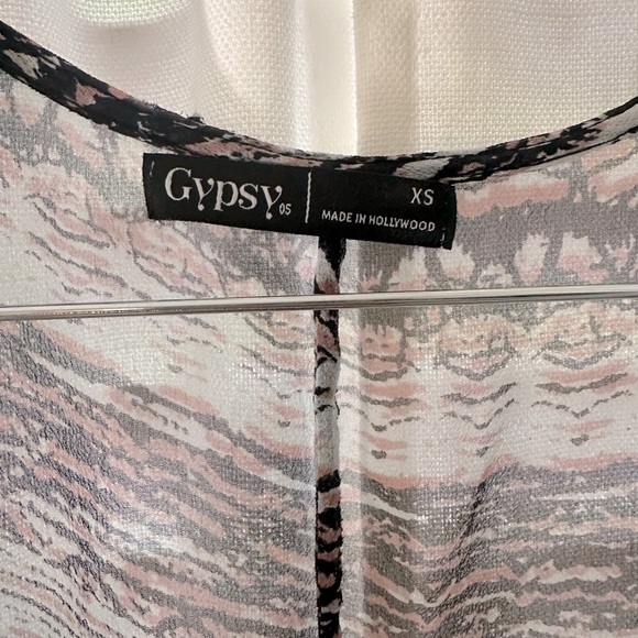 GYPSY sheer Multicolor Button Loose Flowy SILK Shirt Blouse XS USA MADE - Picture 4 of 7